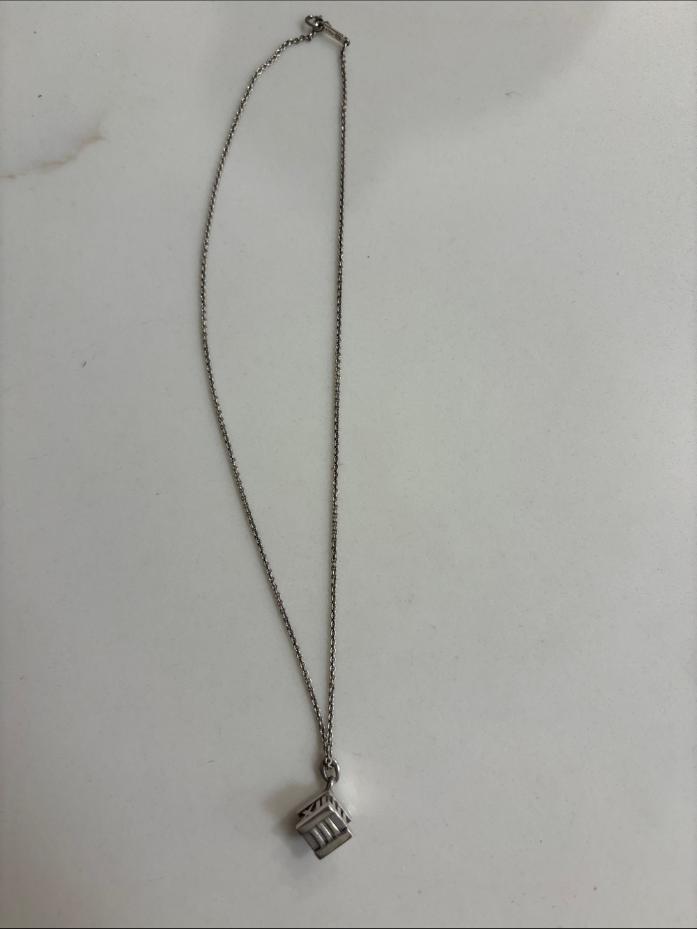 Tiffany & co. Silver atlas  cube pendant